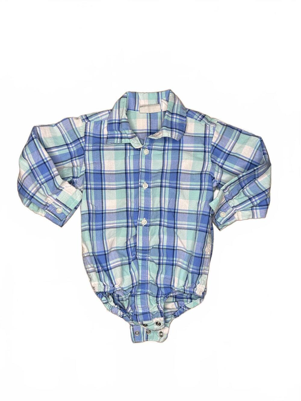 The Children's Place Blue Plaid Long Sleeve Baby Bodysuit 12-18M